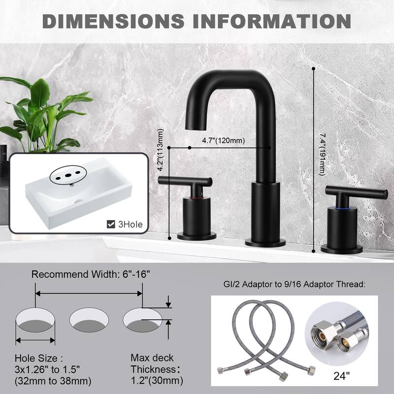 WOWOW 8-inch Dual Handle Widespread Bathroom Faucet