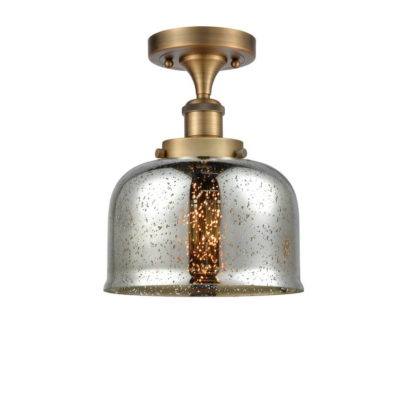 Innovations Lighting Ballston Urban Bell - 1 Light 8" Semi-Flush Mount - Silver Plated Mercury/Brushed Brass