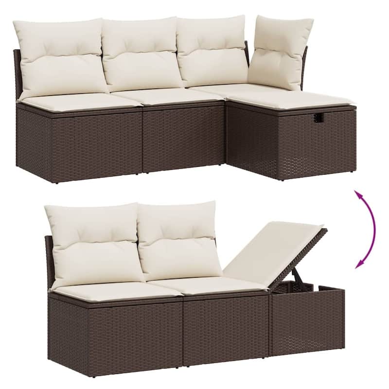 vidaXL Garden Sofa Set Beige/Black/Brown/Grey