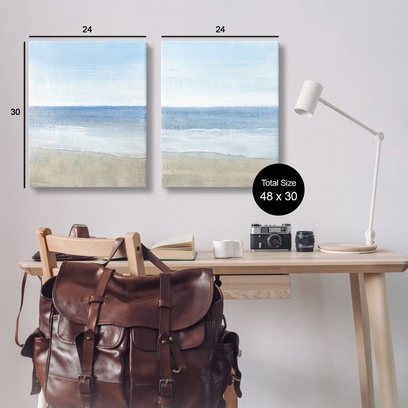Stupell Coastal Seafoam Beach Waves Soft Tide Landscape, 2pc Multi Piece Canvas Wall Art Set - Beige