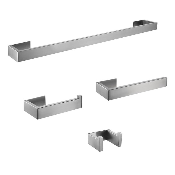 Modern Square Bathroom Accessories Set Brushed Nickel Wall Mounted High Quality