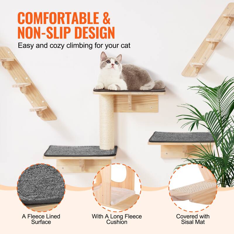 Wall Mounted Cat Shelves, Cat Wall Shelves and Perches with Jumping Boards, Hammock, Sofa, Cat Tree & Cat Grip