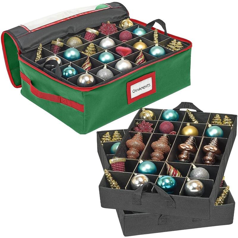 Underbed Christmas Ornament Storage Container - Holds up to 48-3 Inch Ornaments – Two Individual Removable Trays