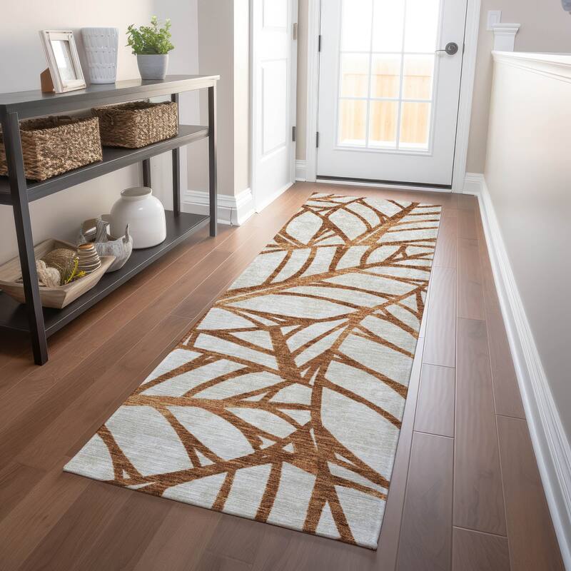 Premium Washable Super Soft Modern Palm Mayfield Rug - Paprika - 2' 3" x 7' 6" - Runner