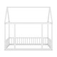 preview thumbnail 8 of 25, Full Size Floor Kids Bed with House Roof Frame and Guardrails, White