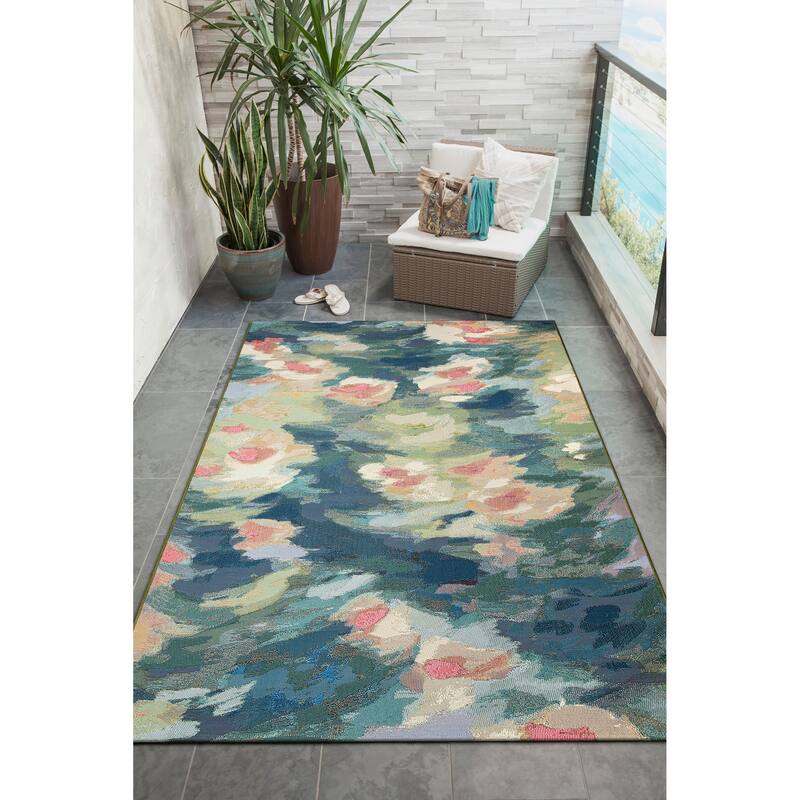 Liora Manne Marina Watercolor Pond Indoor/Outdoor Area Rug - 4'10" x 7'6" - Multi