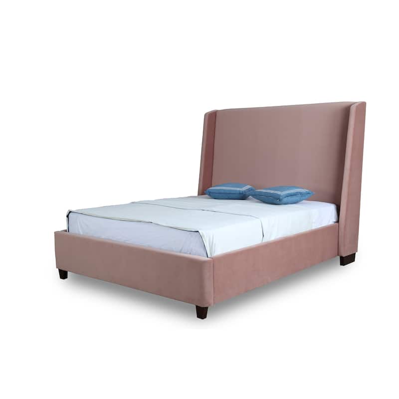 Ceets Sleek and Modern Velvet Upholstered Parlay Bed Frame - Blush - Queen