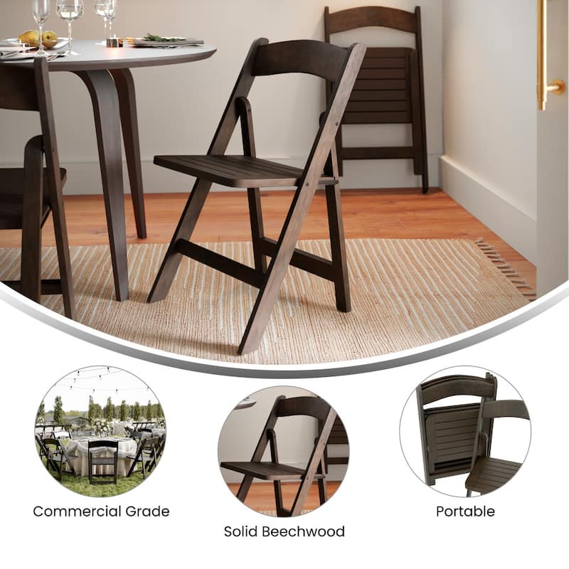 4PK Comm. Grade Solid Wood Portable Folding Dining Chair - 17.5"W x 18"D x 31.25"H