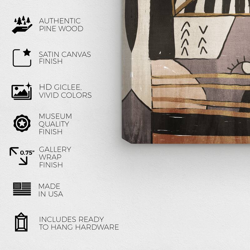 Wynwood Studio Canvas Abstract Peeking through Abstract Gold and Modern & Contemporary Wall Art Canvas Print