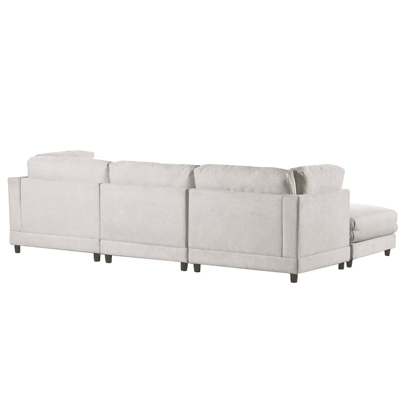 2 Pieces L shaped Sofa with Removable Ottomans