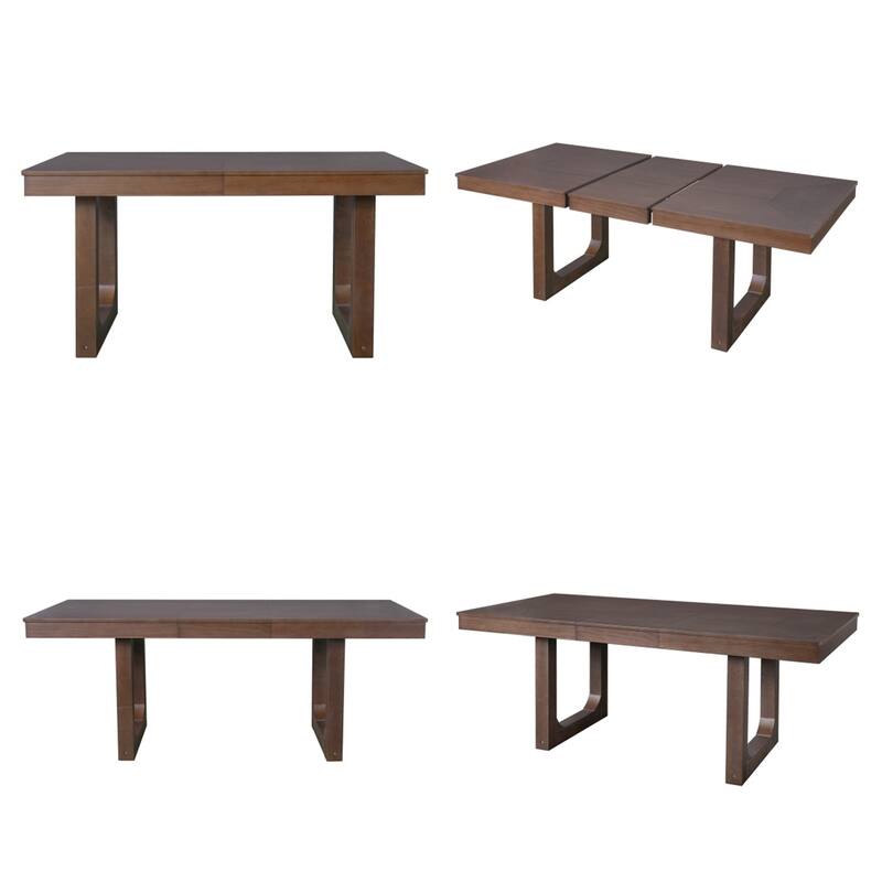 7 Piece Wood Extendable Dining Table Set with 6 Upholstered Chairs