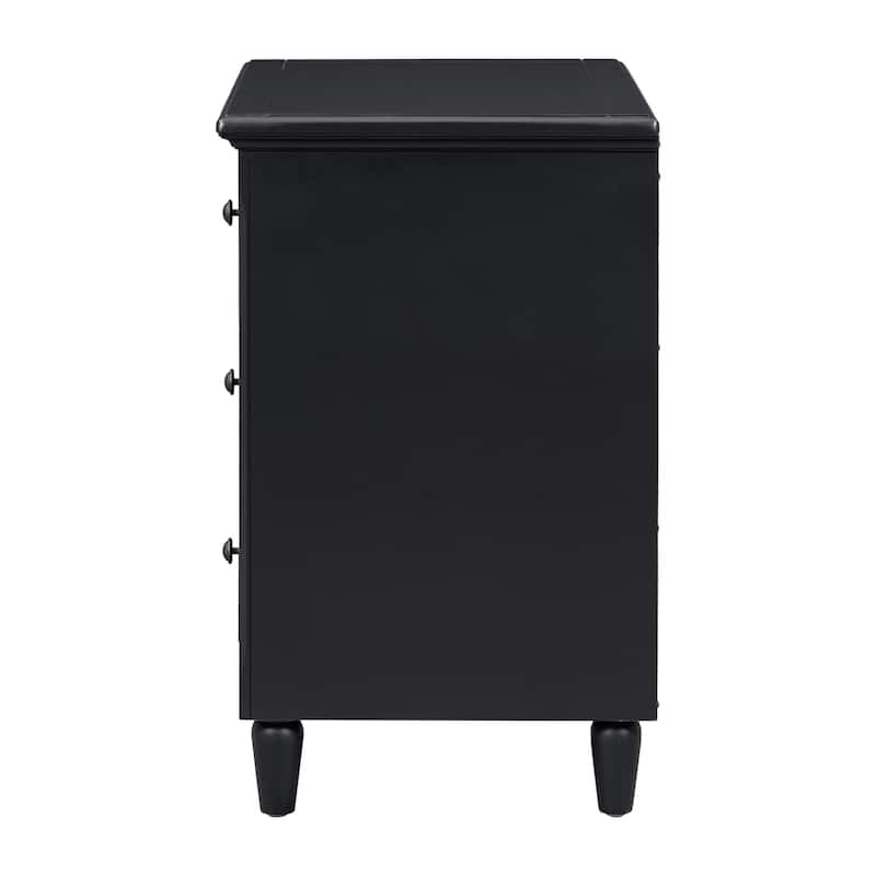 Three-Drawer Nightstand Storage Wood Cabinet