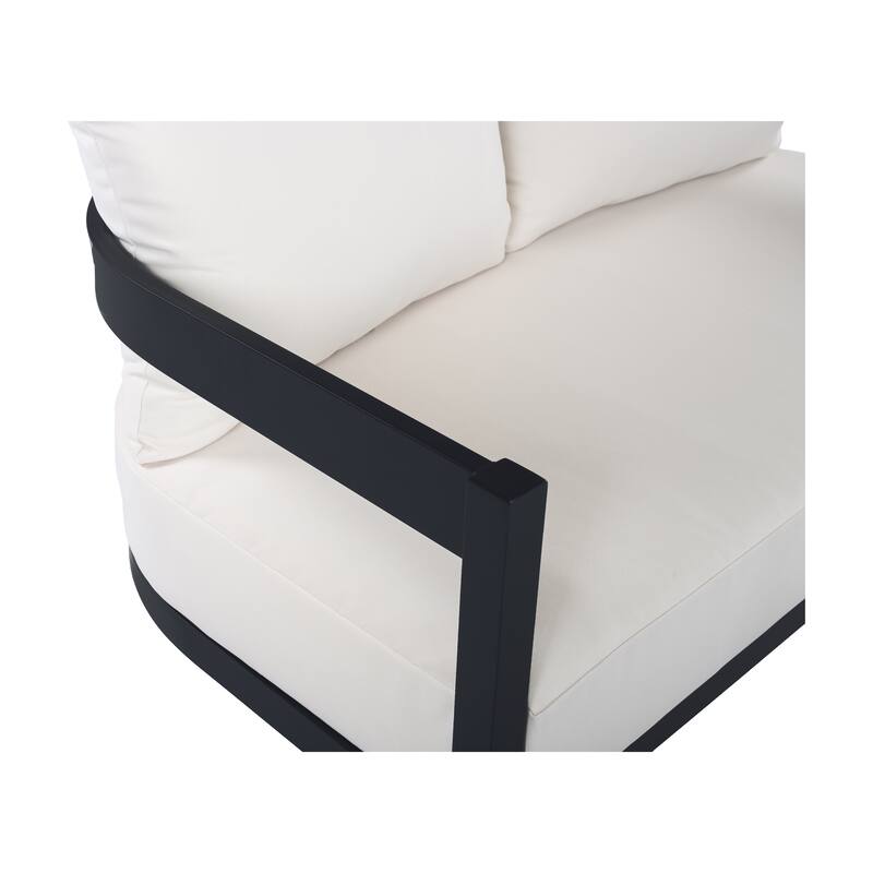 Christopher Knight Home - Modern 52.6" Outdoor Curved Back 2-Seater Loveseat with Aluminum Frame & Water-Resistant Cushions