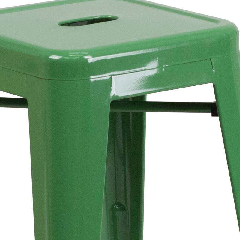 24" High Backless Metal Indoor-Outdoor Counter Height Stool w/Square Seat