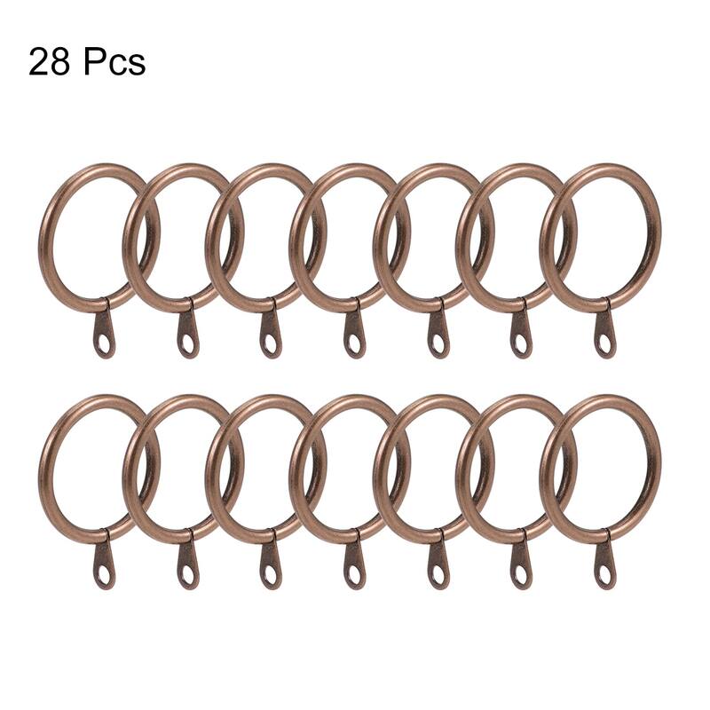 Curtain Rings, Metal Drapery Ring for Curtain Rods, 28 Pcs - Copper - 32mm