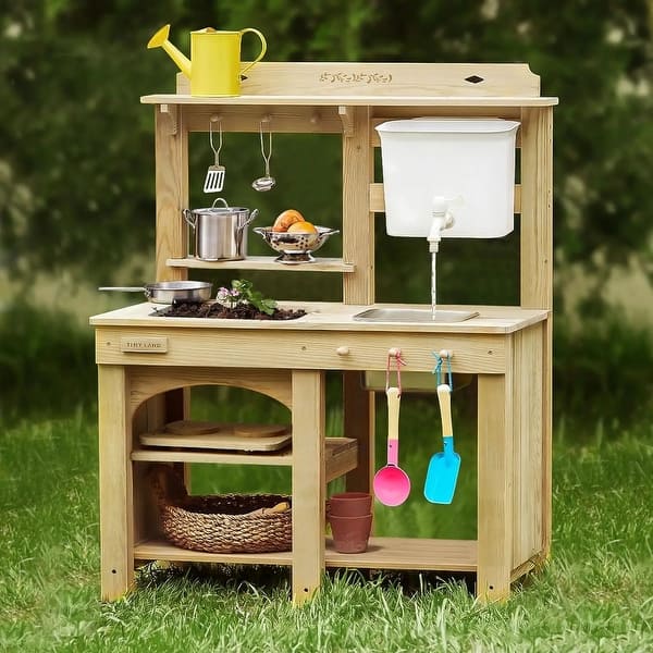 slide 2 of 12, Tiny Land® Mud Kitchen - DuoPlay Outdoor Play Kitchen for Kids Toddler