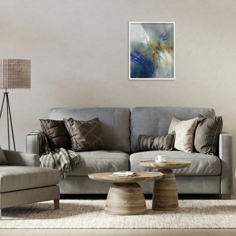 Stupell Blue & Neutrals Distortion Framed Giclee Art Design By K. Nari