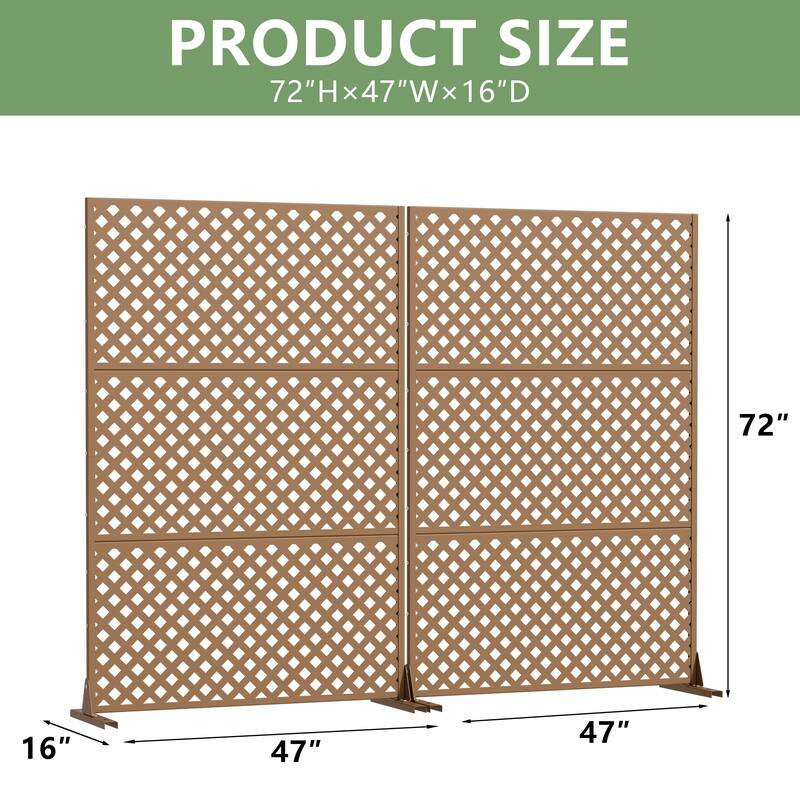 Outdoor Rectangle Privacy Screens Metal Screen Fence Panel Set of 2