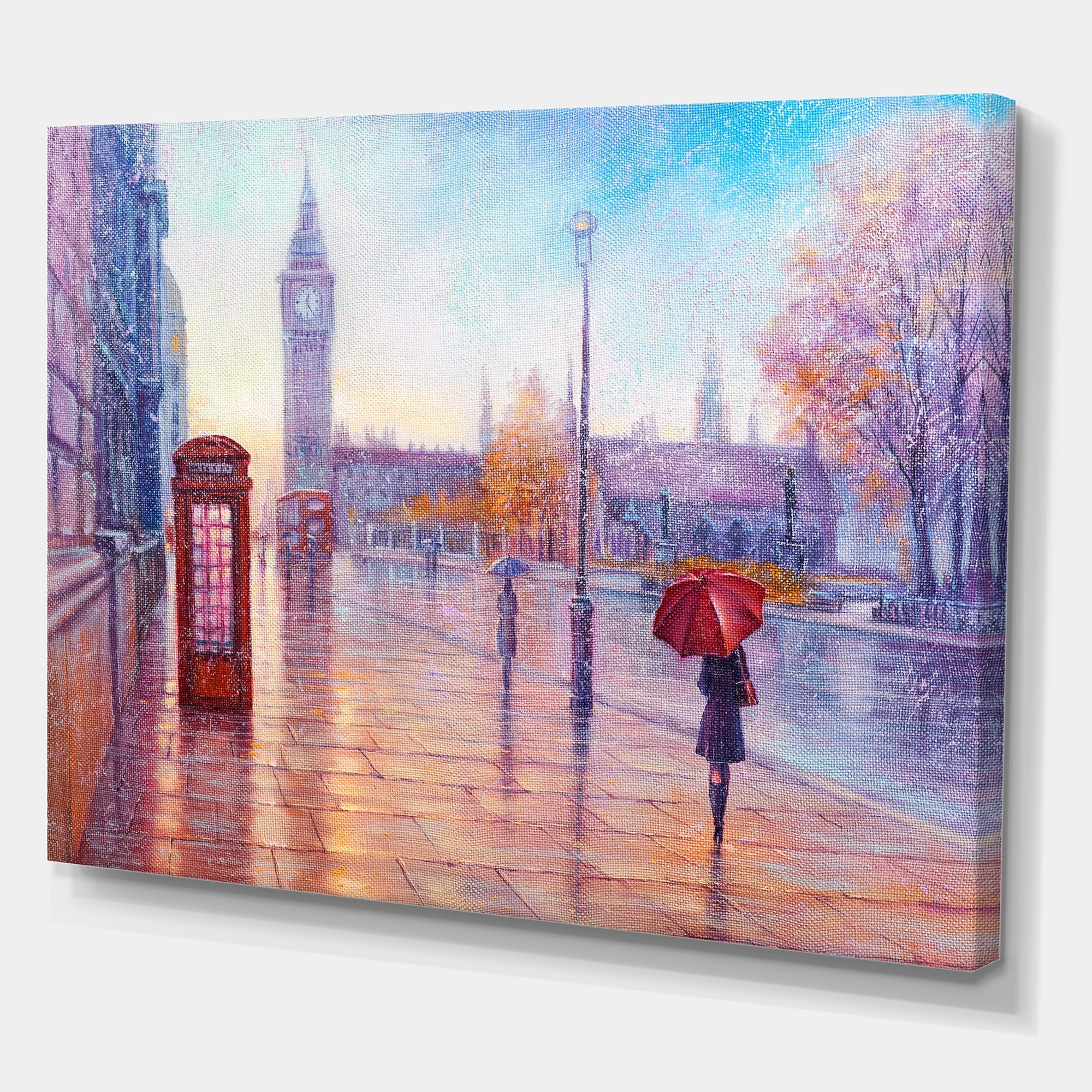 Big Ben and Red Umbrella Woman London Cityscape Art Print  -image