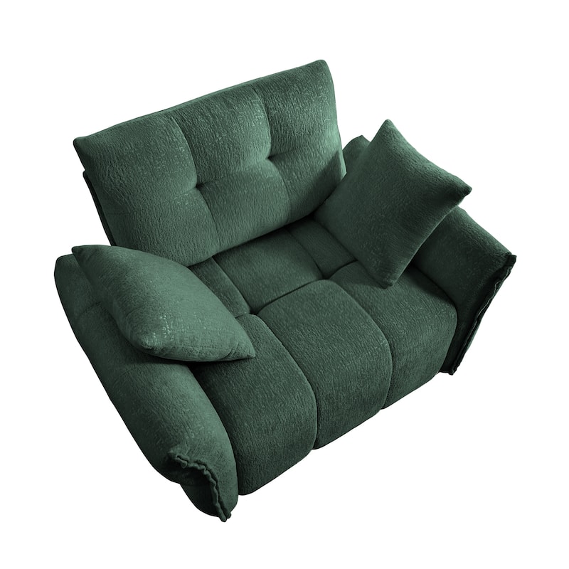 53.94" Chenille 1-Seater Sofa with High-Resilience Support Cushions and Throw Pillows