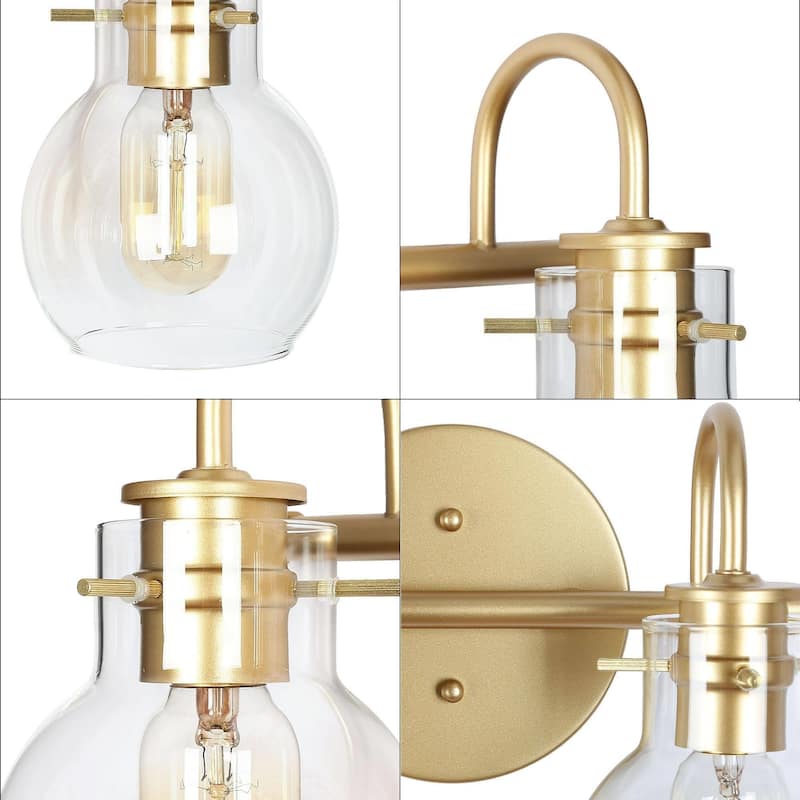 Bela Modern Gold 4-Light Bathroom Vanity Lights Glass Dimmable Wall Sconces