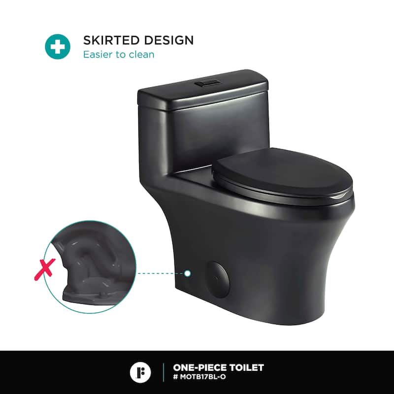 Fine Fixtures Dual-Flush One-Piece Toilet With High-Efficiency Flush, 12" Rough-in, Elongated bowl