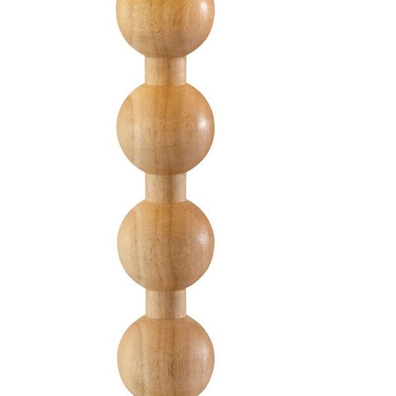 Wood Table Lamp with Off White Drum Shade and Rotary Switch - 13.75” x 13.75” x 28” (D x W x H)
