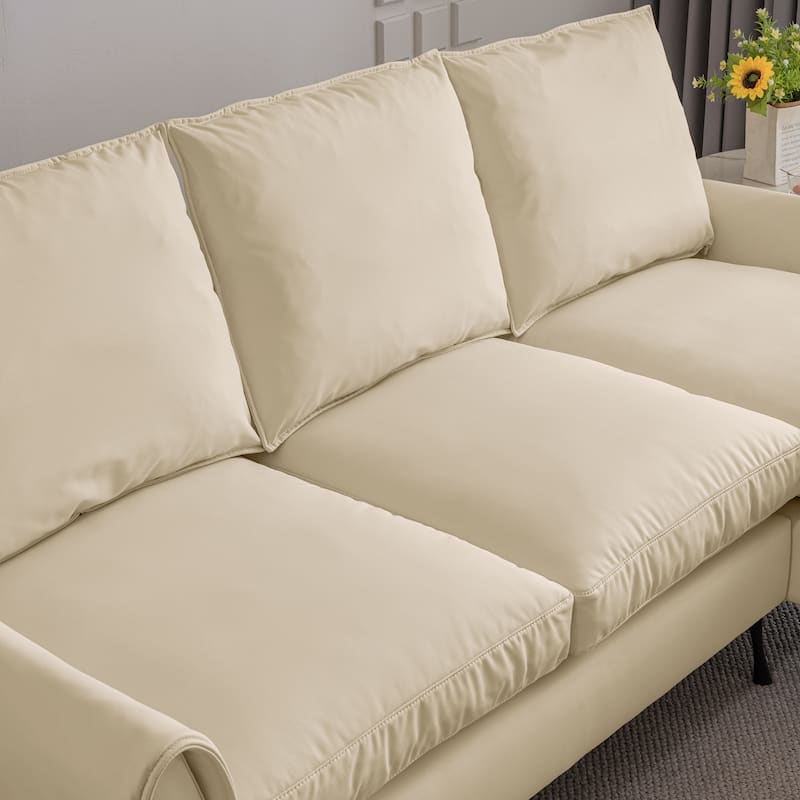81" Modern Modular Technical Leather L-Shaped Sofa with Reversible Lounge