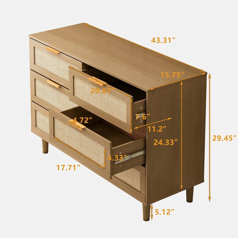 6 drawers Rattan dresser Rattan Drawer