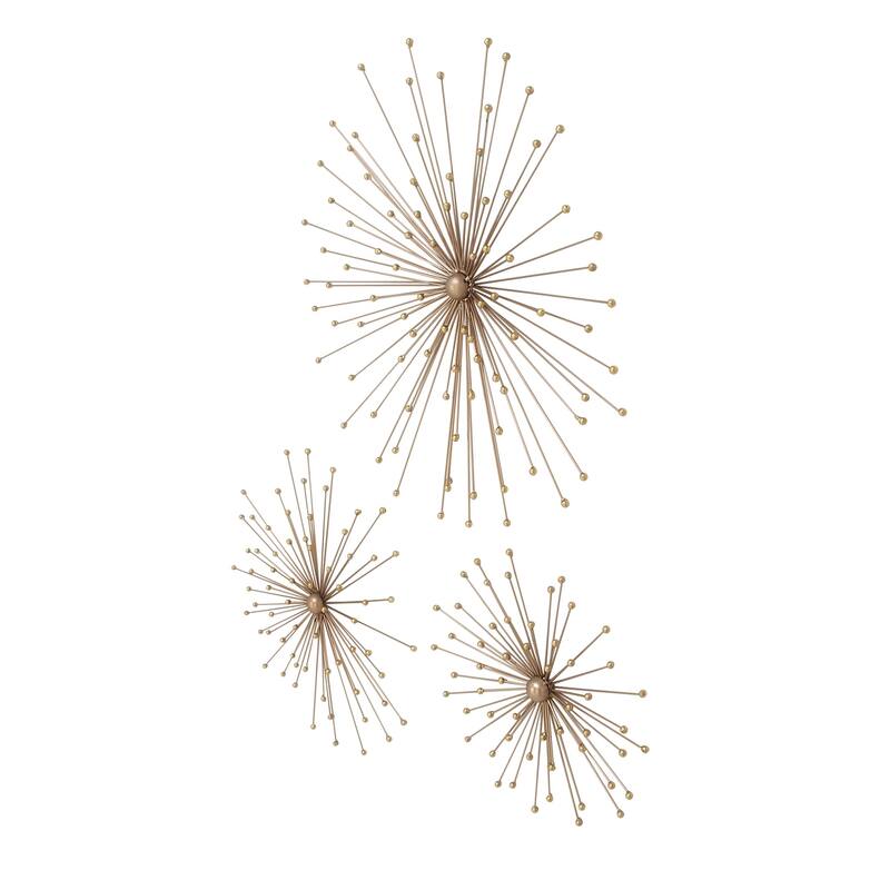 Gold Metal 3D Starburst Home Wall Decor (Set of 3)