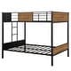 preview thumbnail 4 of 25, Full-over-Full Bunk Bed Modern Style Steel Frame Bunk Bed with Safety Rail, Built-in Ladder for Bedroom