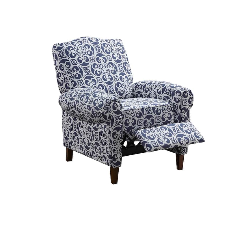 Madison Park Oscar Solid Wood Upholstered Push Back Recliner Chair with Rolled Arms