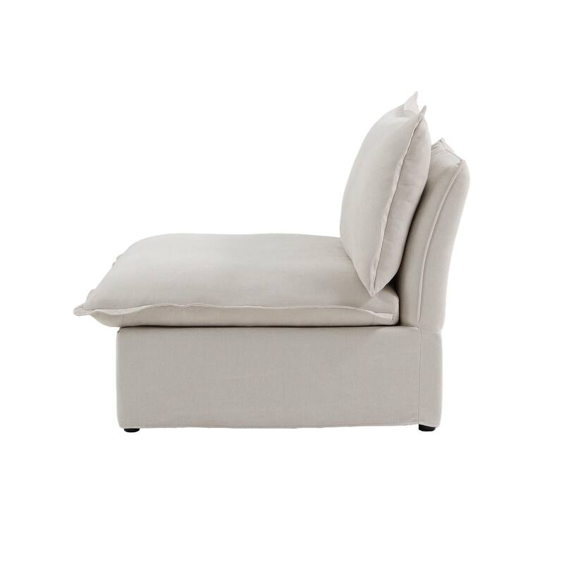 Minimalism Living Room Furniture Set Down Filled Comfort Overstuffed Modern Linen Sofa Loveseat, Chair and Ottoman