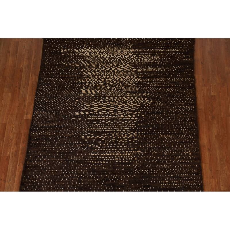 Hand Knotted Oriental 100% Wool Carpet Tribal Tribal Brown Moroccan Area Rug - 7' 11'' X 5' 8''