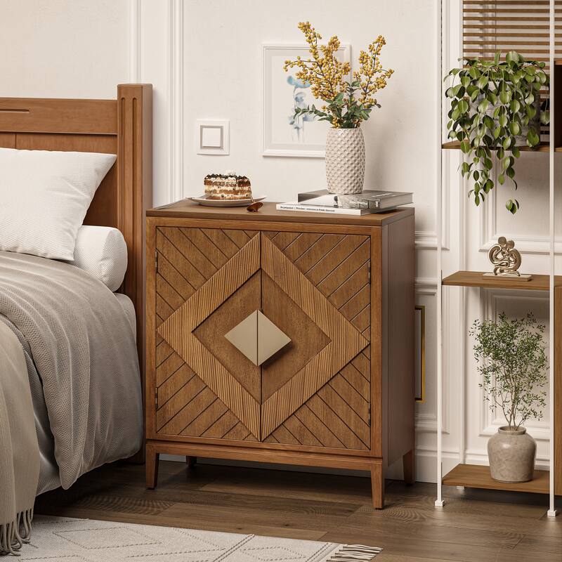 COZAYH Farmhouse Storage Dresser Accent Sideboard Wood Buffet Cabinet with 2-Door for Living Room, Hallway, Bedroom, Dining Room
