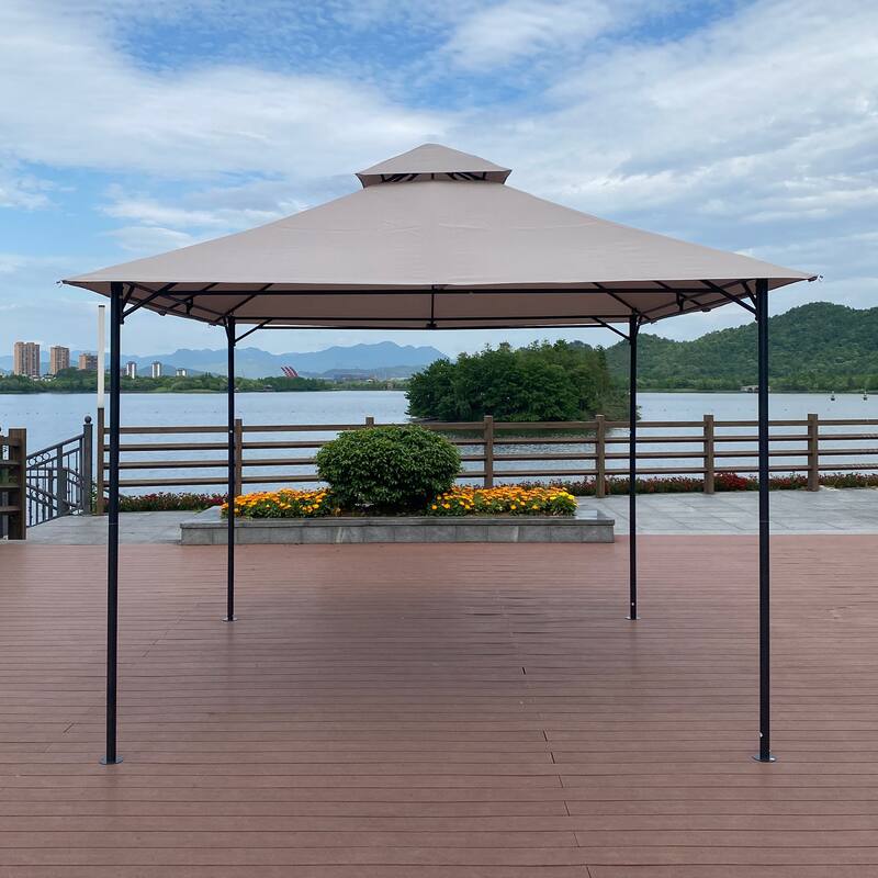 10x10 Ft Outdoor Patio Garden Gazebo Canopy, Outdoor Shading, Gazebo Tent With Curtains