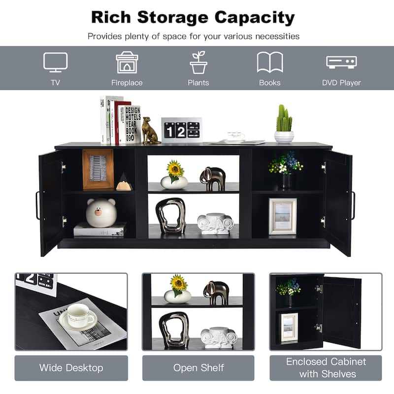Costway 58'' TV Stand Entertainment Console Center W/ 2 Cabinets for - 58'' x 16'' x 22.5''