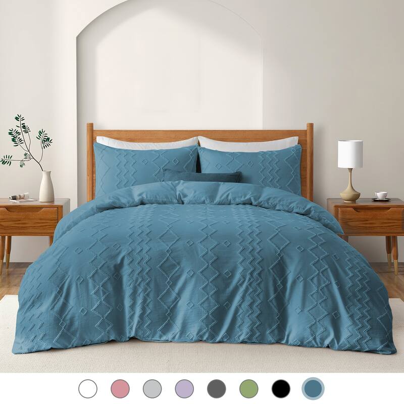 Clipped Jacquard Geometric Duvet Cover & Pillowcase Set