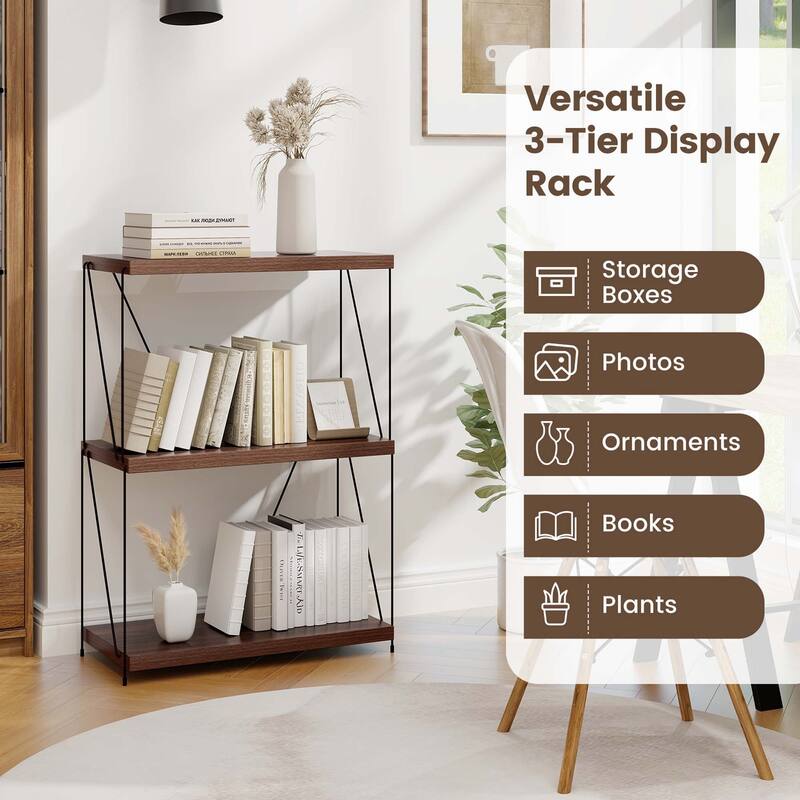 Costway 1/2 PCS 3-Tier Multipurpose Display Rack Freestanding Bookcase