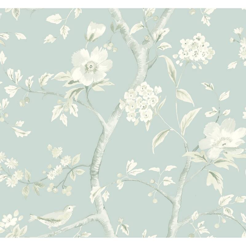 Seabrook Designs Lillian August Southport Floral Trail Unpasted Wallpaper