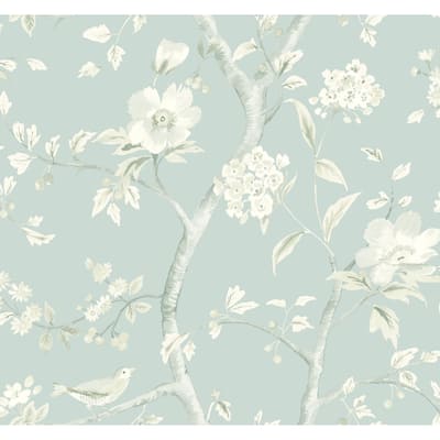 Seabrook Designs Lillian August Southport Floral Trail Unpasted Wallpaper