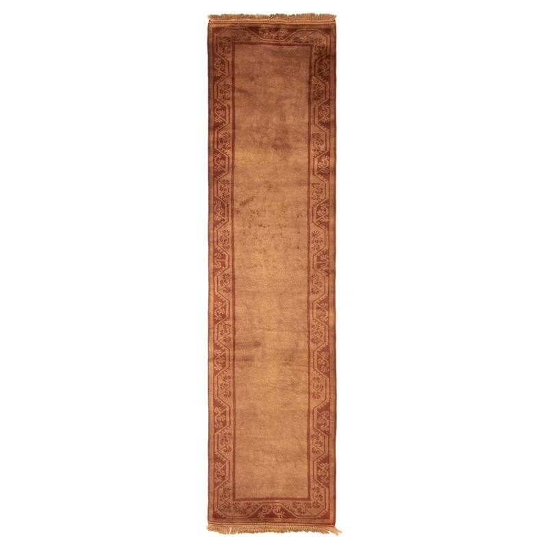 ECARPETGALLERY Hand-knotted Color Transition Brown Wool Rug - 2'10 x 11'4 - Light Brown - 2'10 x 11'4