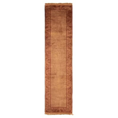 ECARPETGALLERY Hand-knotted Color Transition Brown Wool Rug - 2'10 x 11'4