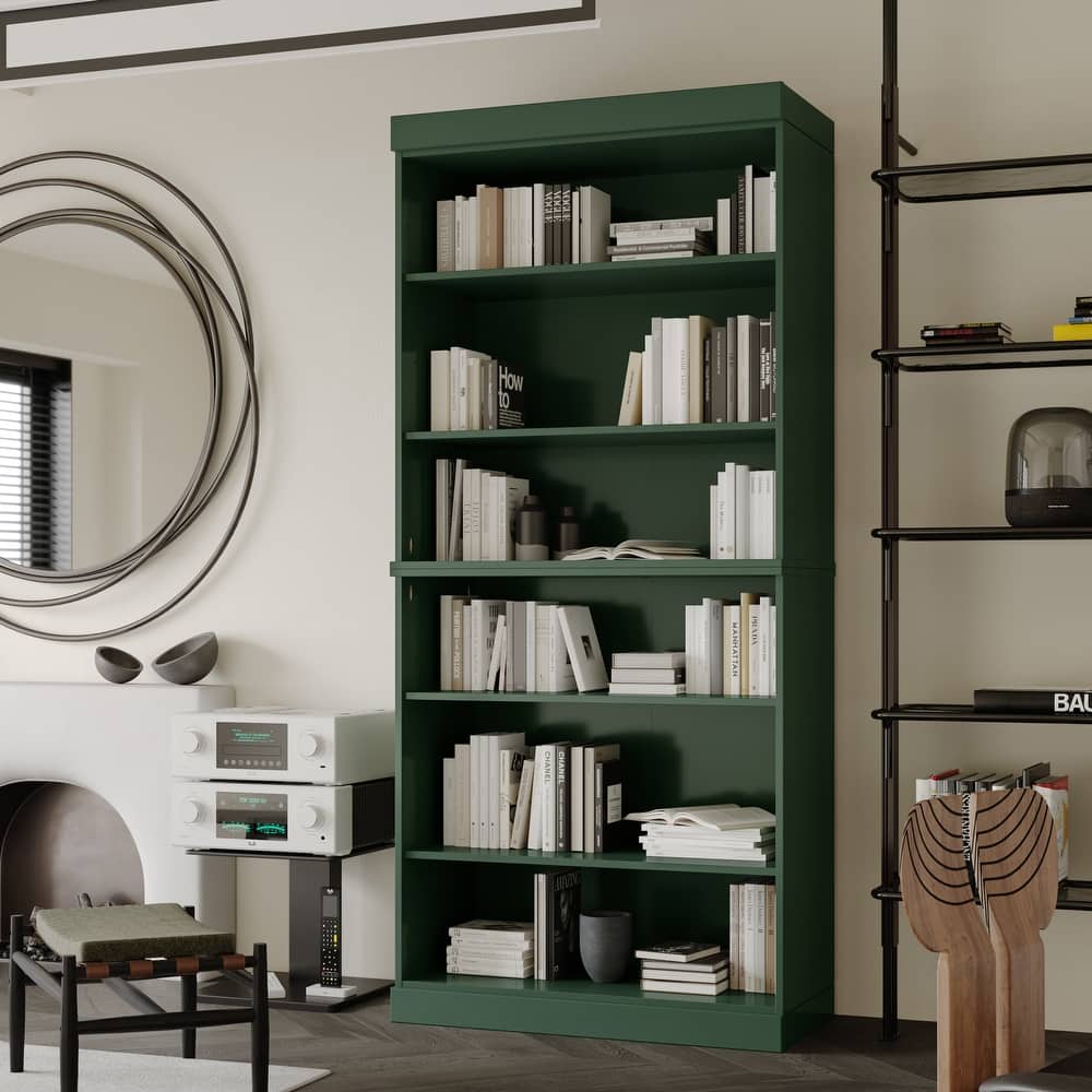100% Solid Wood Tall Bookcase with Adjustable Shelves, Modular Storage, Open Display Bookshelf, 32" W x 71.5" H