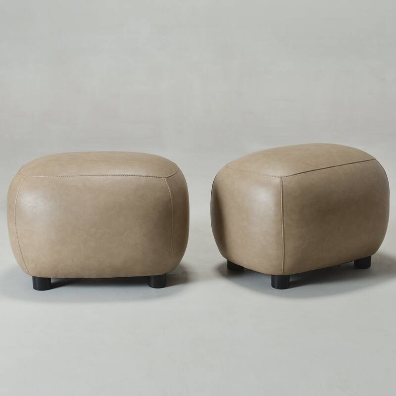 KINWELL 23" Wide Faux Leather Upholstered Ottoman Footrest, PU Entryway Footstool
