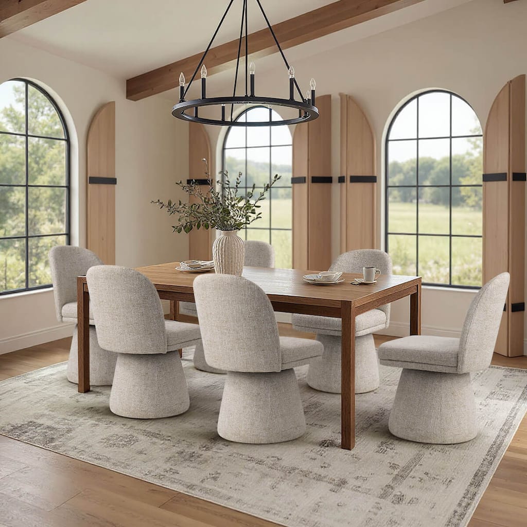 Upholstered Swivel Dining Chair(Set of 6)