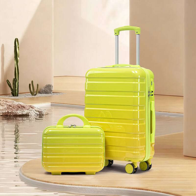 14In 20In 2 pcs in PC Spinner Wheel Luggage, Carry on Suitcase, With Gradient Color and Combination Lock