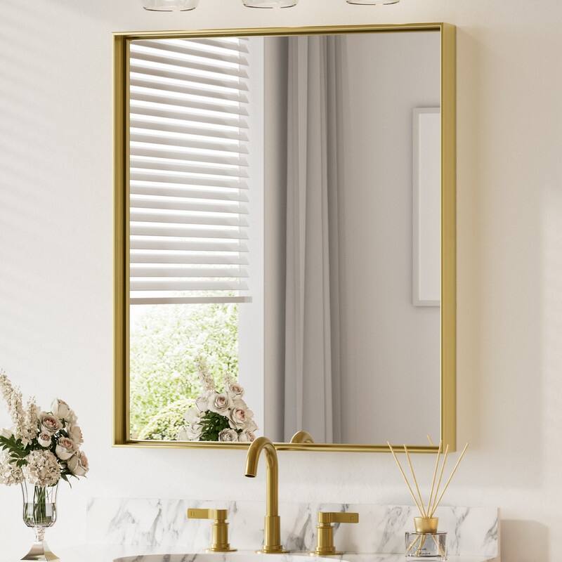 Keonjinn Aluminum Framed Wall Mount Bathroom Vanity Mirror
