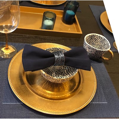 Rangeene Handmade Artisan Crafted Mesh Metal Dining Napkin Rings Black