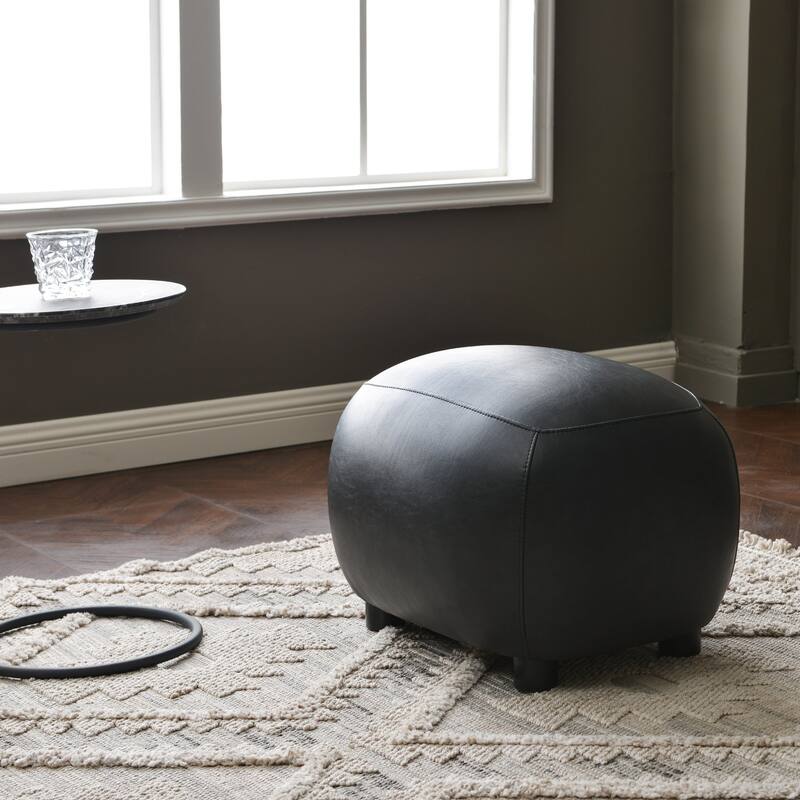KINWELL 23" Wide Faux Leather Upholstered Ottoman Footrest, PU Entryway Footstool